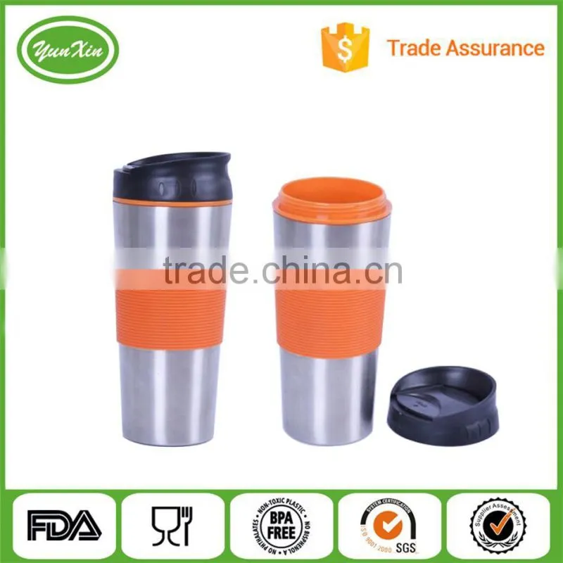 Double wall Screw Lid Stainless Steel Cup with Silicone Sleeve