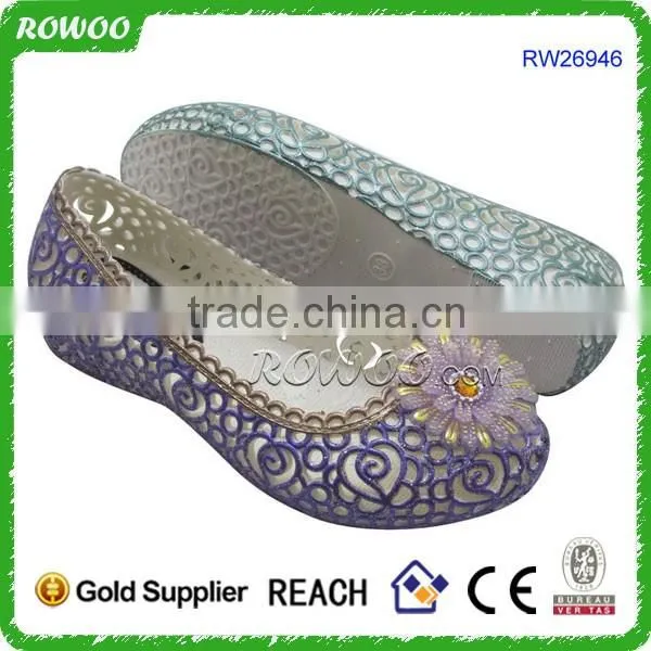 New Fashionable Crystal lady flat pvc shoes summer shoes 2016
