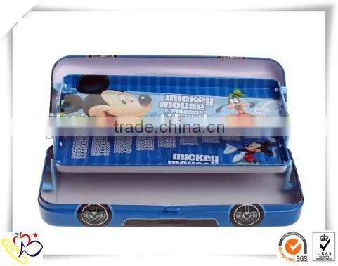 tin personalized pencil box, metal tin pencil box with wheels manufacturer