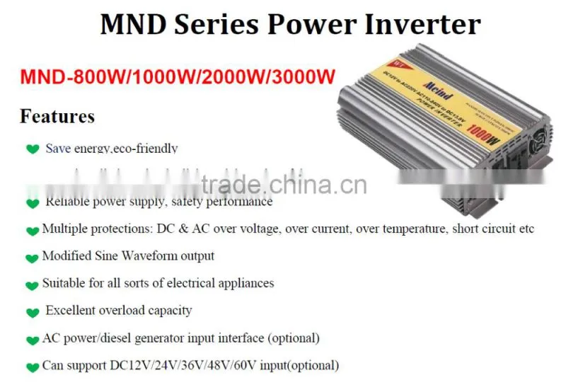 High quality and good price Meind DC12V24V/48V to AC100V-240V1000W/2000W/3000W solar off grid power inverter