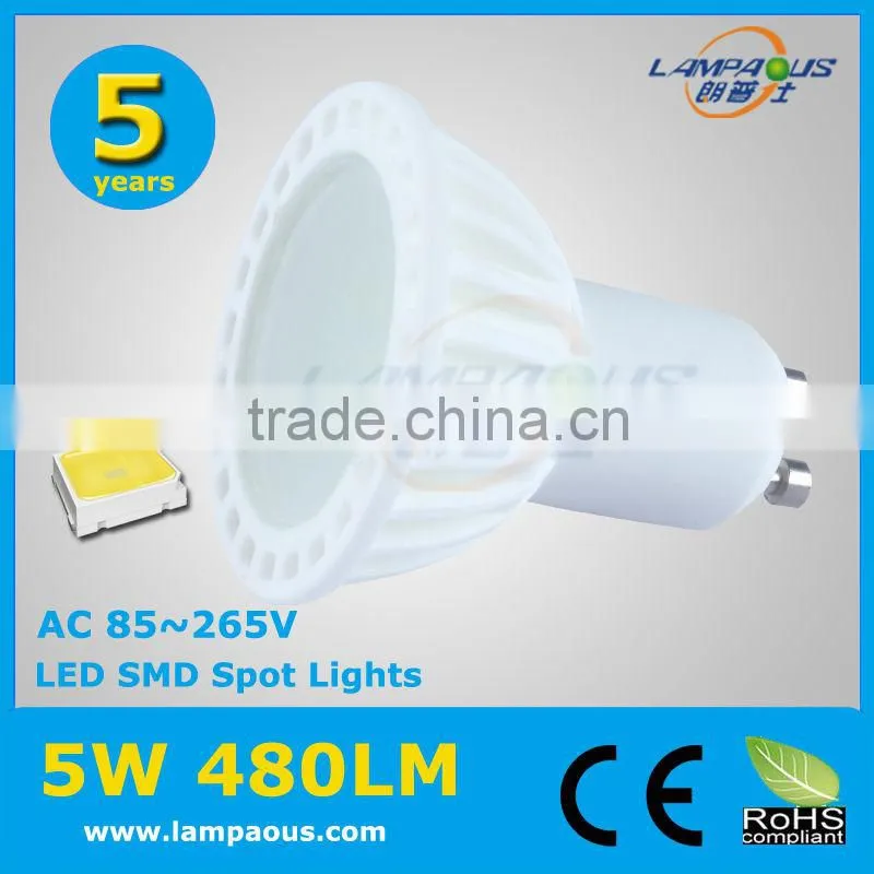popular in Europe energy saving indoor ceiling light 5 watt smd led dimmable gu10 ceramic spot light bulb