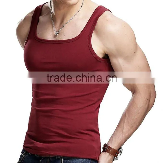 Wholesale summer fashion design muscle tank top/ sleeveless gym tank top/ men's sport vest 2016