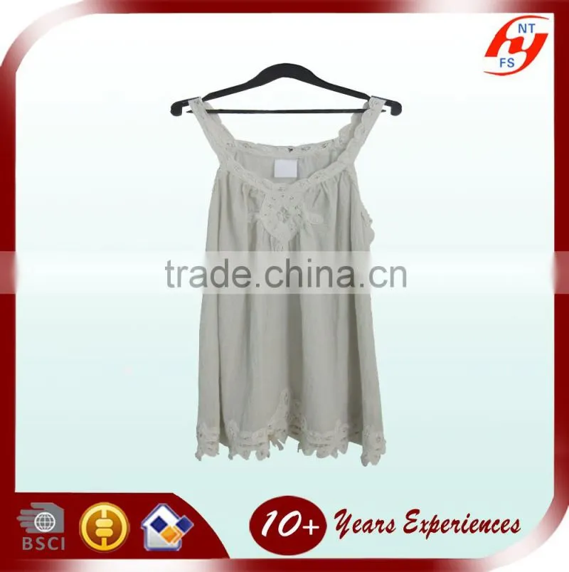 fashion style hot sale high quality custom elegant ladies green lace loose causual tank tops for woman