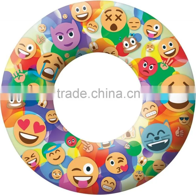 New Design Emoji Inflatable 48" Donut Tube Pool Float Emoji Swimming Ring Floating Sun Swim Play Ride