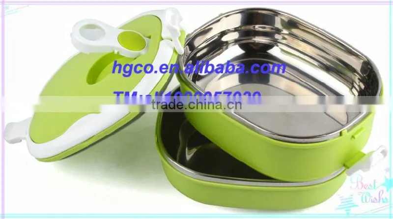 square insulation stackable stainless steel and plastic lunch box