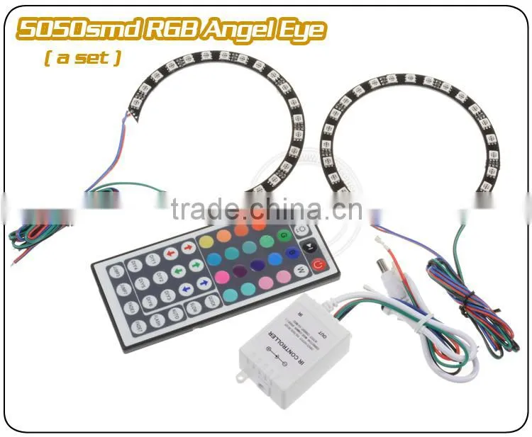 20 colors changing 104mm DC12V Black PCB semi circle 5050 smd angel eyes led car light auto parts
