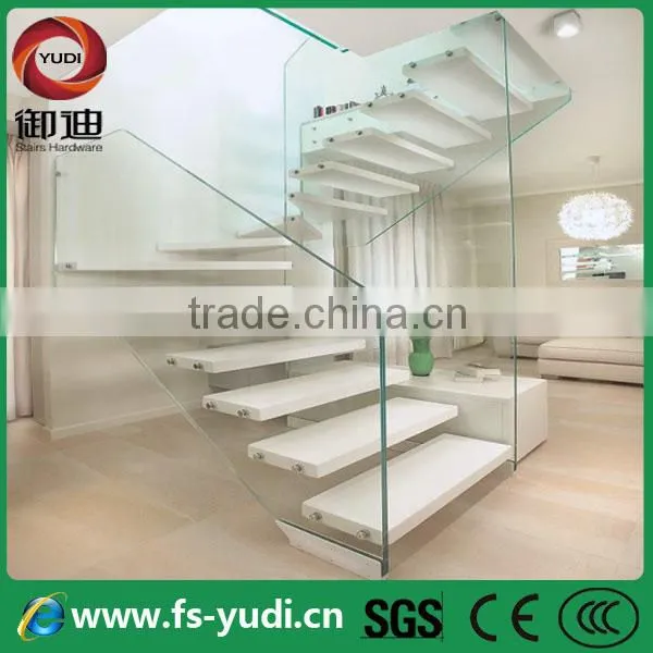 modern straight glass wood stairs for indoor attic design