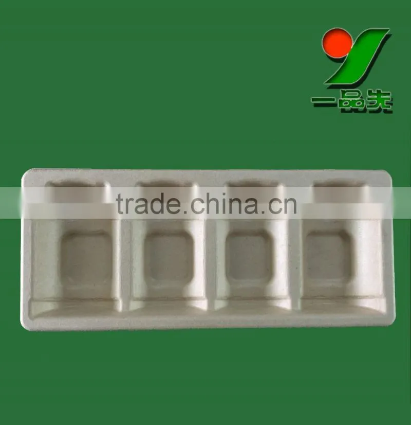 Food Grade Biodegradable Thermoformed Brown Color Eco Friendly Molded Recycled Pulp Bottle Trays Package