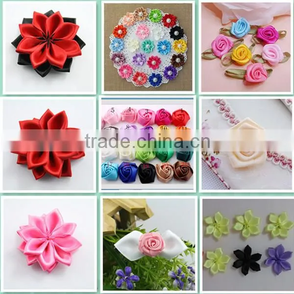 Satin leaf chiffon ribbon rose
