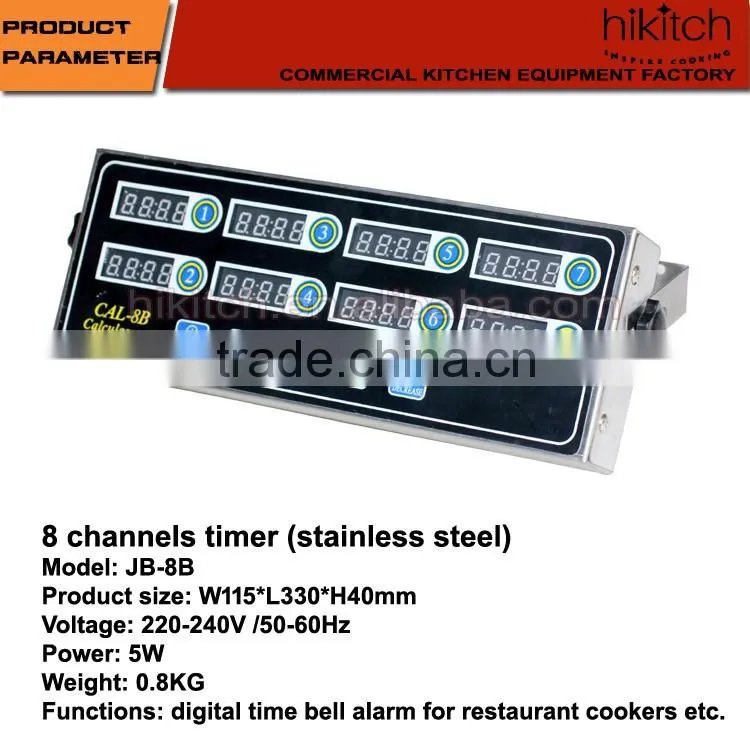 Stainless steel restaurant kitchen timers 8 channel button type digital timer
