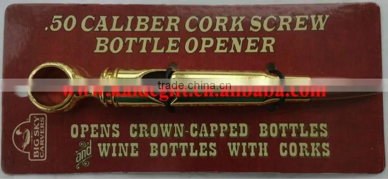 2016 new design stainless steel 50 caliber bullet bottle opener