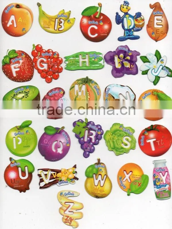 custom cartoon alphabet 3d pvc fridge magnet sticker