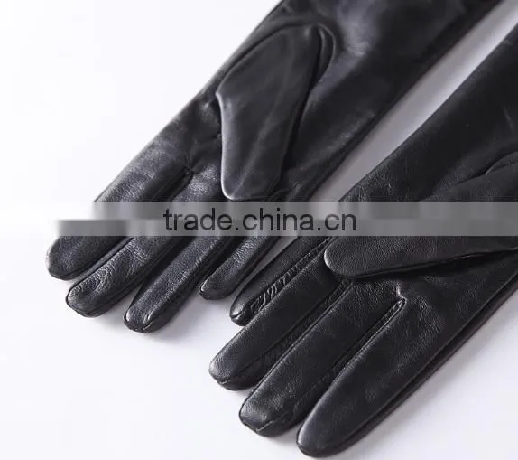 Women fashion dress 50cm goatskin opera long leather gloves