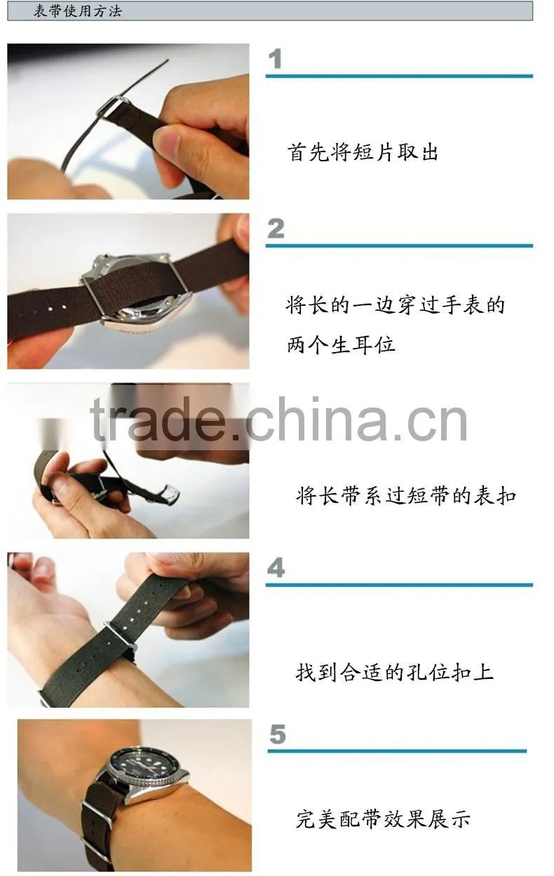 New arrival leather nato strap with stainless steel buckle strap , 20 mm is available