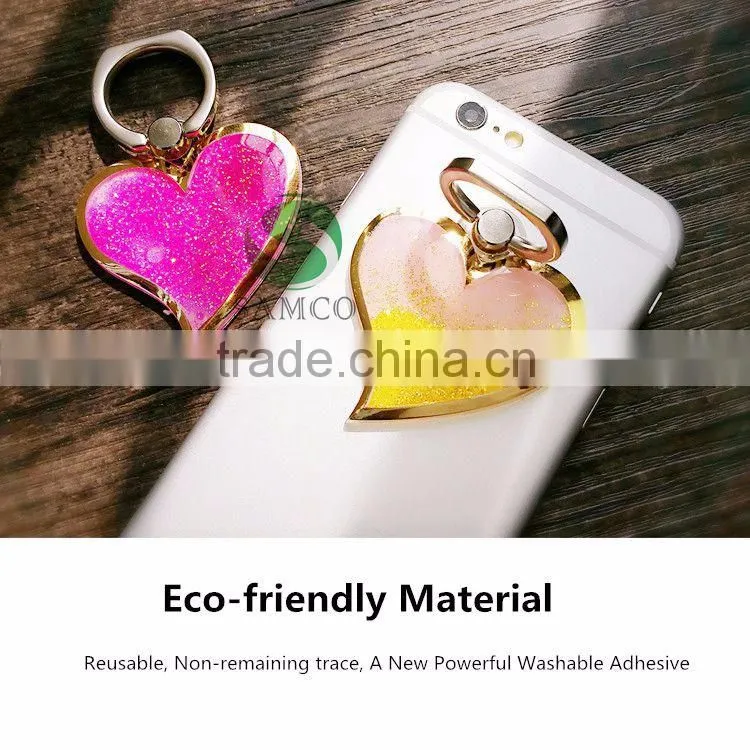 Samco Romantic Heart Liquid Quicksand Universal 360 Degree Rotating Cell Phone Stand Holder Ring