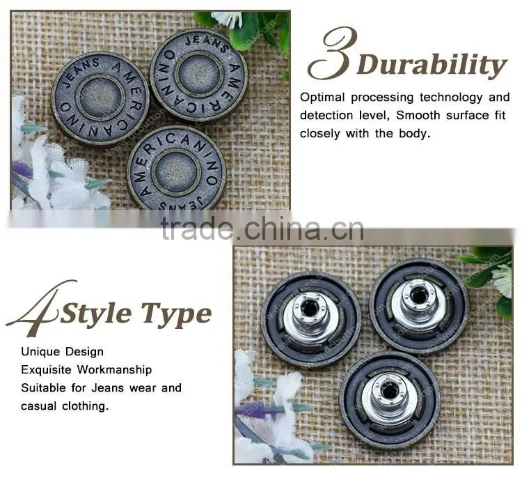 Plating decorative metal rivets fasteners studs button denim pant jeans