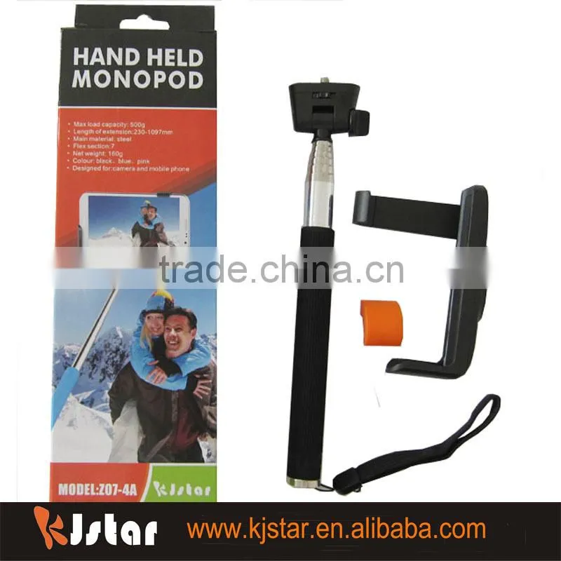 2014 factory wholesale kjstar monopod stick with smart phone holder excellent quality Z07-4A