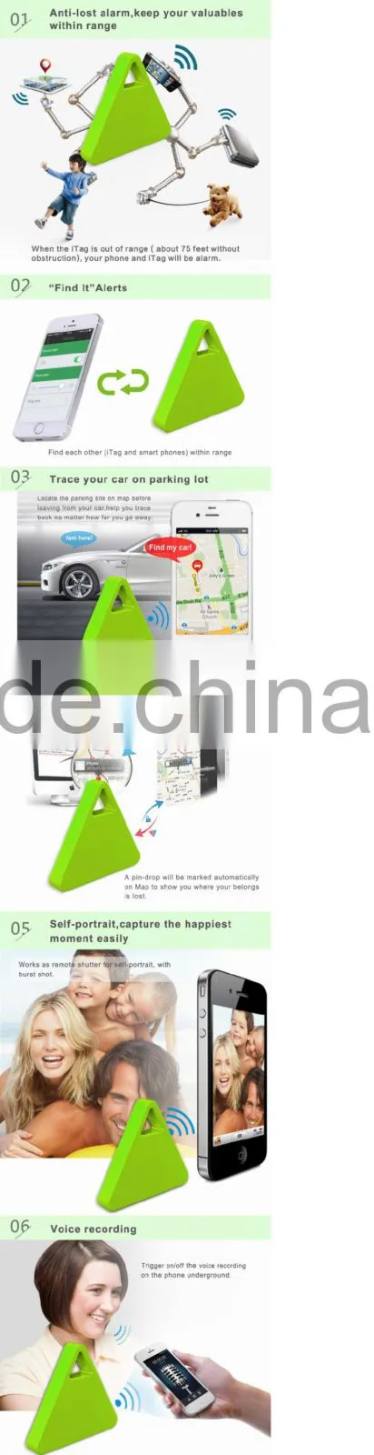 New wireless bluetooth 4.0 phone anti-lost alarm support remote camera and positioning bluetooth anti lost device