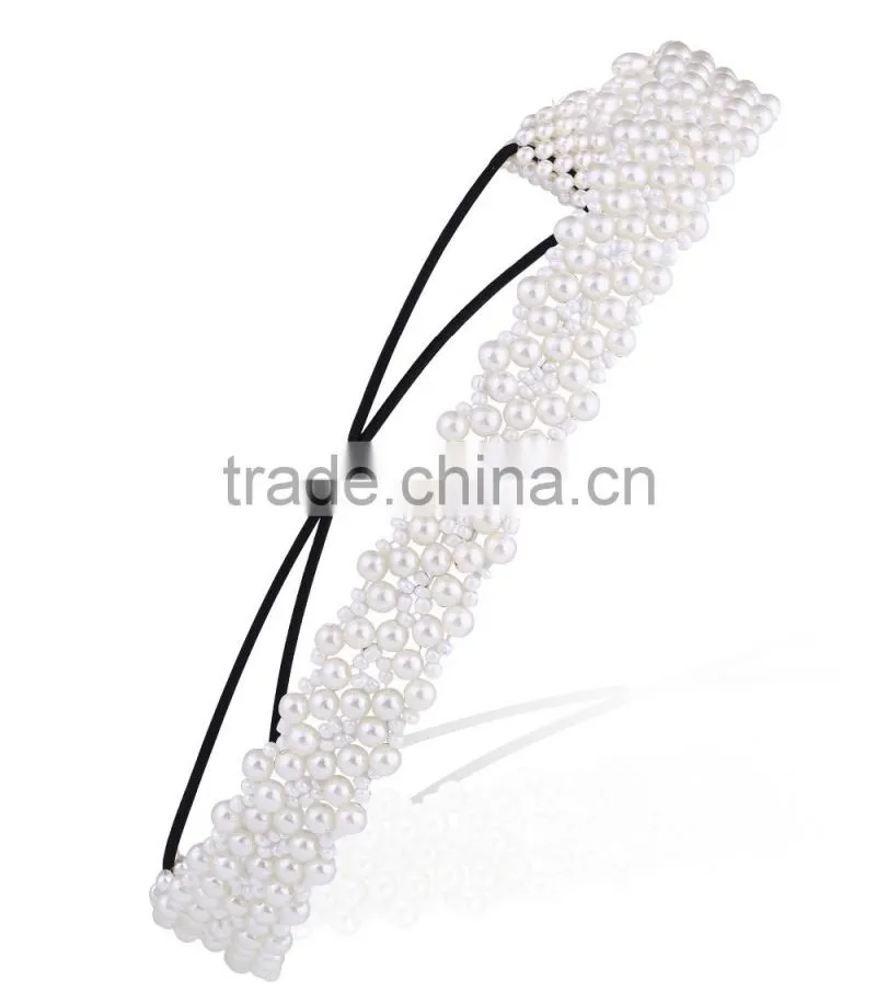 Womens Fashion Chain Jewelry Hollow Rose Flower Elastic Hair Band Headband