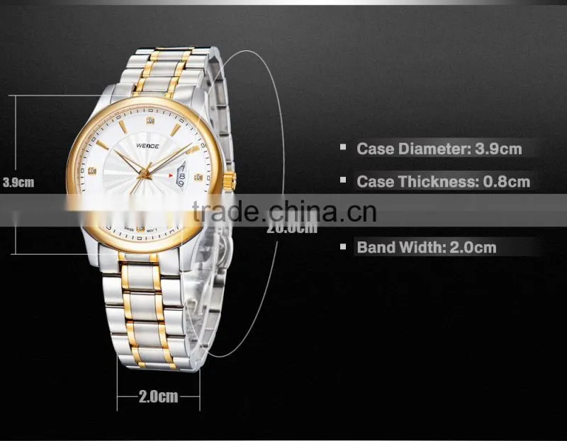 HOT SELLING!China Brand WEIDE Luxury Rose Gold Full Steel Waterproof Quartz Sports Men Watch 93005GG