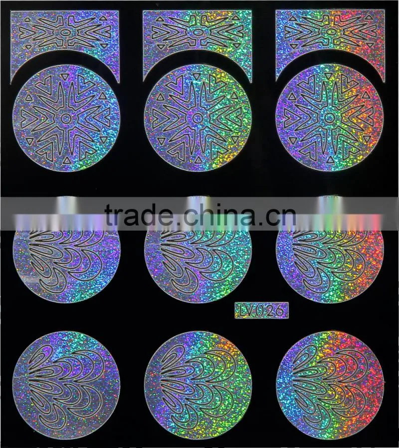 Round Shape Silver Laser Hallow Nail Stencil