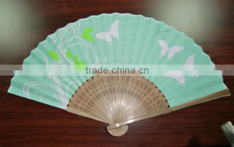 Trational hand fan bamboo handle with your logo