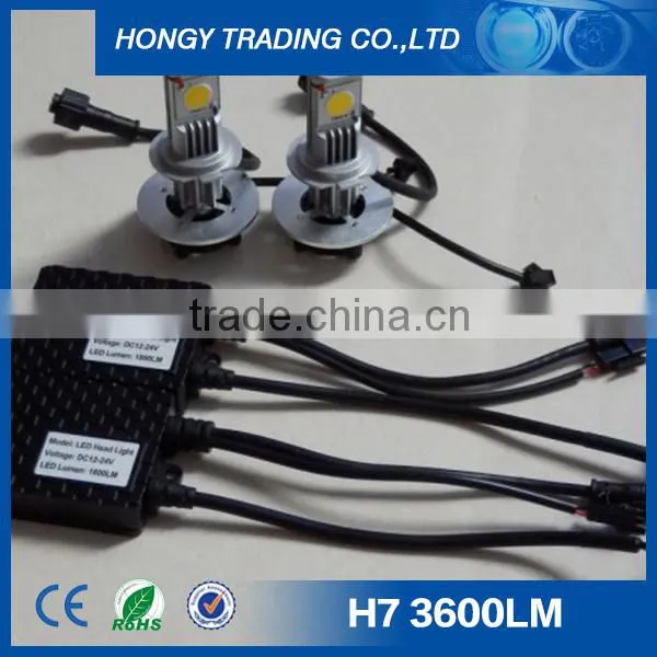 high power 25w h7 cob led auto headlight 3600lm
