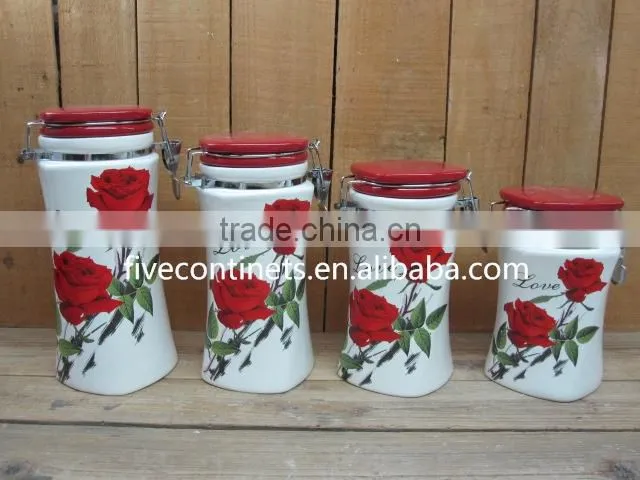 3 Pcs Ceramic Food Use Storage Jar Set with Lid