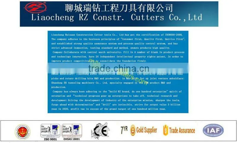 earth drilling mechinary partsBFZ65/aguer drill teethBFZ65/Construction cutting tools.round shank chisel bits.Foundation
