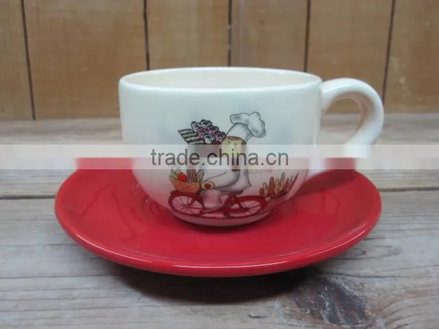 2015 new chef design ceramic coffee cup and saucer set