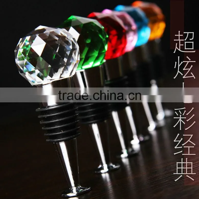 Clear Crystal Wine Stopper With Personalized Logo For Wedding Favor