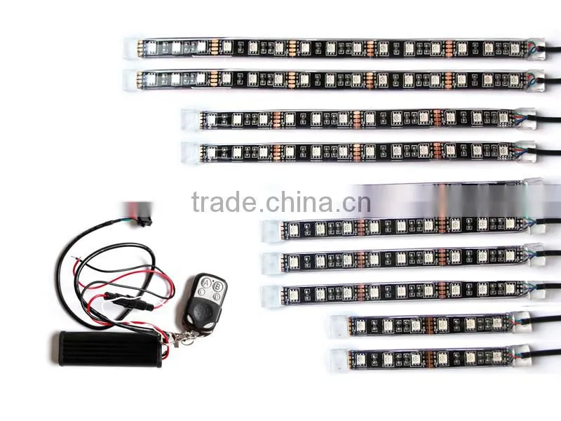 Customized 6-12pc Motorcycle Led Lighting Kit with FCC RF RGB LED Remote Controller, Hot sale in USA