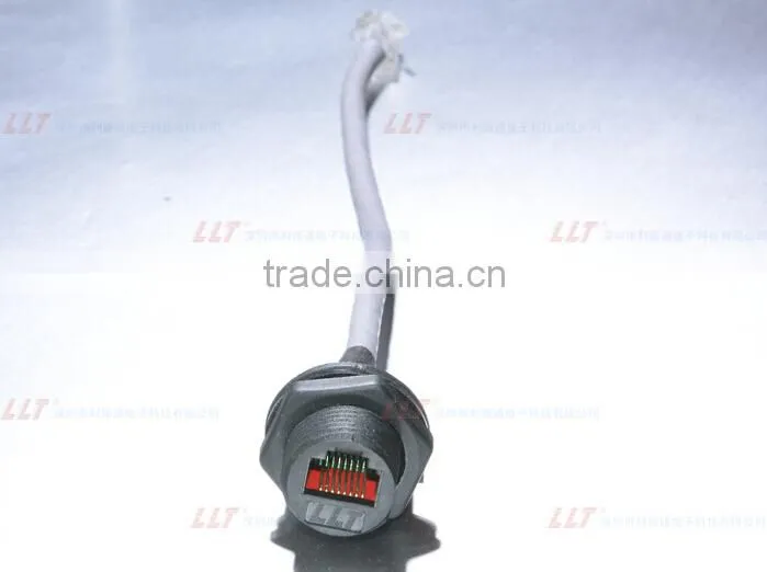 IP67 waterproof RJ45 plug and socket attached with CAT 5E cable