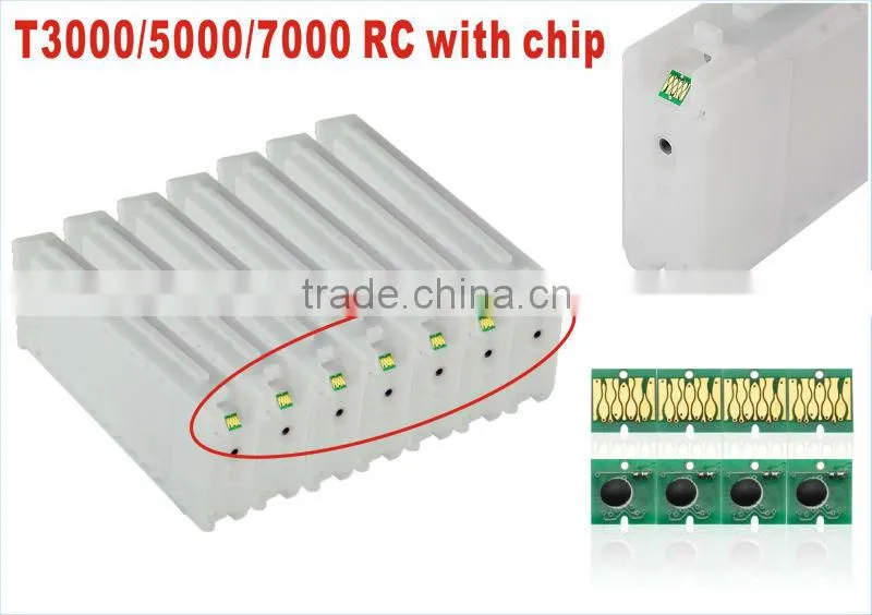 Newest!! YUXUNDA New 700ml refillable cartridge with ink bag and reset chip for Epson SC-T3000 SC-T5000 SC-T7000