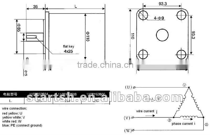 3-phase 110BYG350C Microstep Stepper Motor