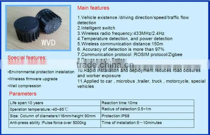 Hole Mounted Wireless Vehicle Detector Traffic Sensor Traffic Detection