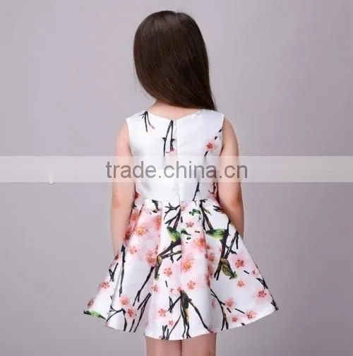 2016 summer hot sale baby girl children dress models satin material cheap flower children latest fashion dress designs
