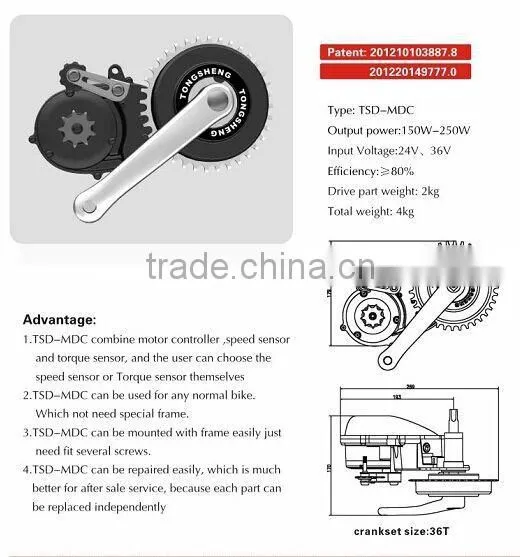 TS central motor kits 36V 250W for