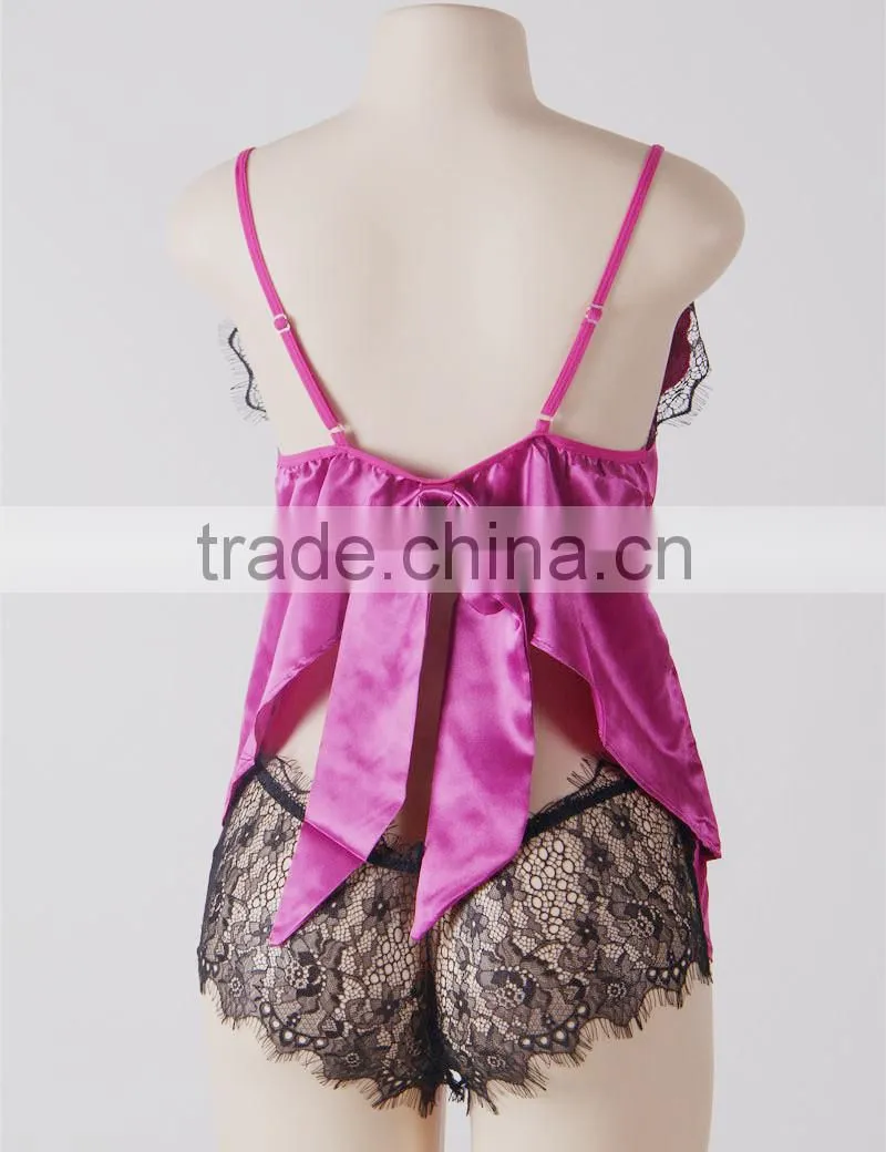 See through lace panty satin slip sexy lingerie