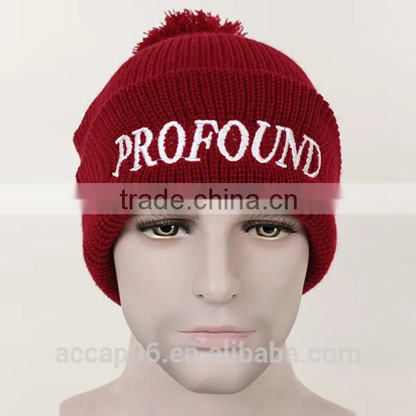 cheap knitted red beanie hat/custom red beanie hat