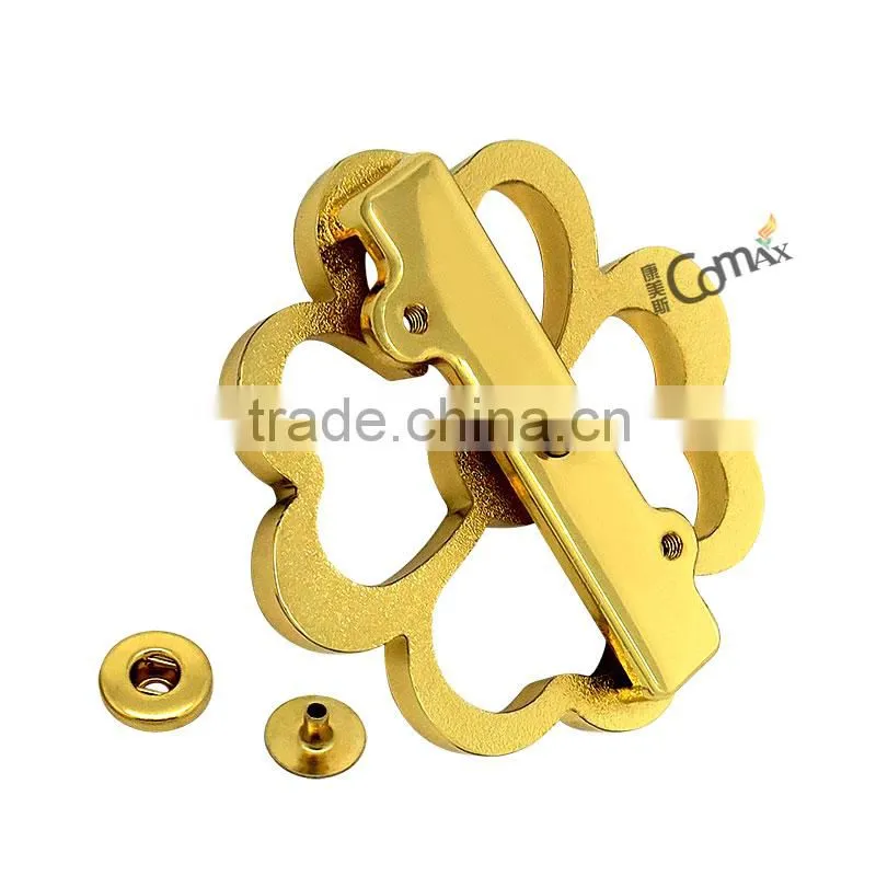 Gold flower shape fashion metal handbag lock