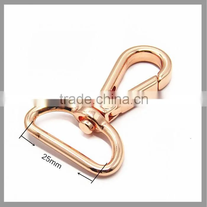 Shiny Rose Gold 25mm Swivel Snap Hook For Handbag