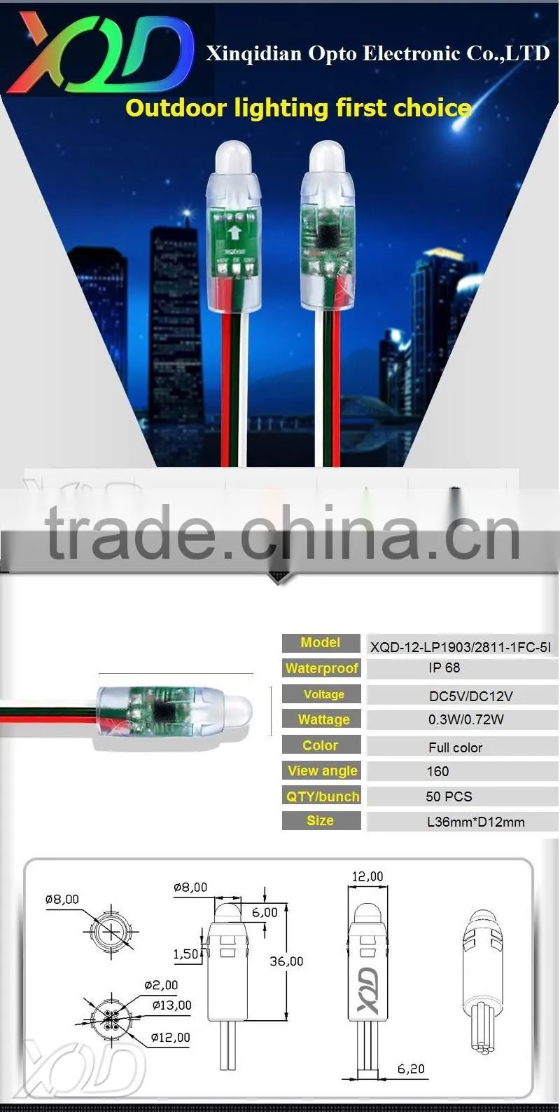 led pixel string 3 copper wires outdoor dmx lighting for led project