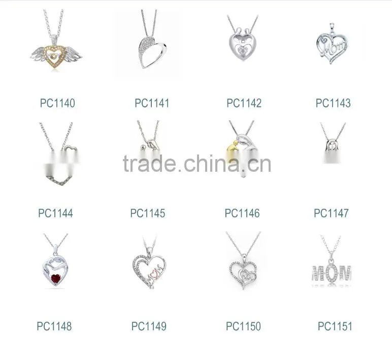For Mother's AAA cz heart charm