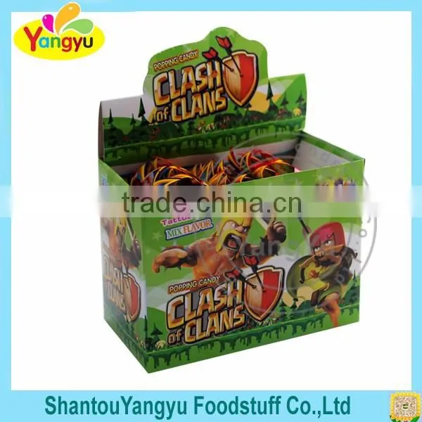 China factory supplier packed in bags with funny tattoo and flashcard popping candy