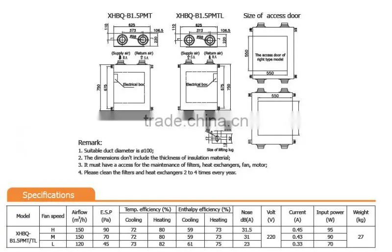 F9 filter level ventilator system recuperator for passive house