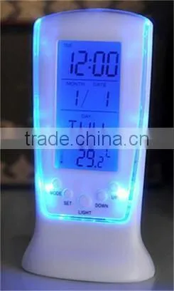 Digital LCD display time and thermometer snooze clock / Square blue LED digital clock / Music clock / automatic calendar clock