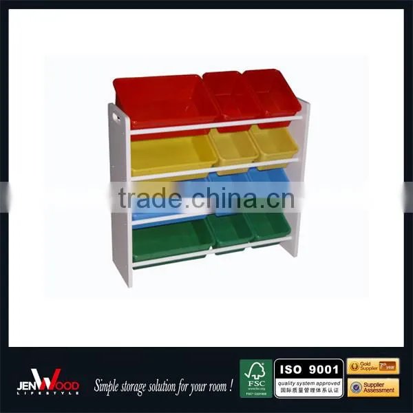 4 tiers cheap MDF durable kids wooden toy boxes