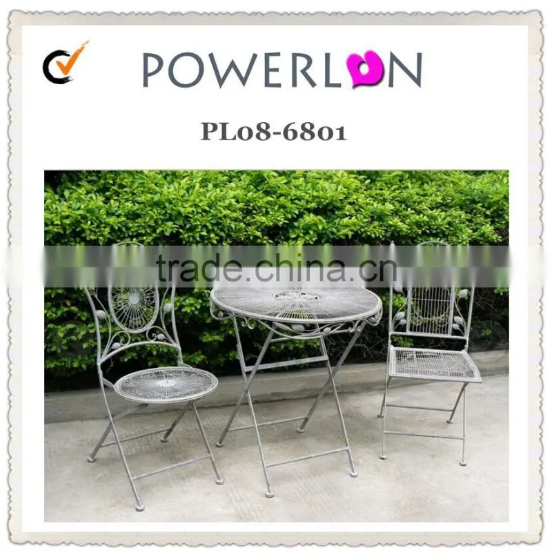 Antique White Foldable Garden Patio Table Set PL08-6242