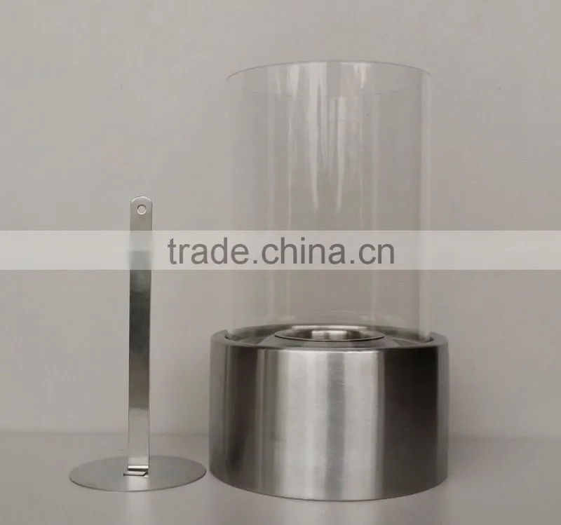 round stainless steel bio ethanol table fireplace